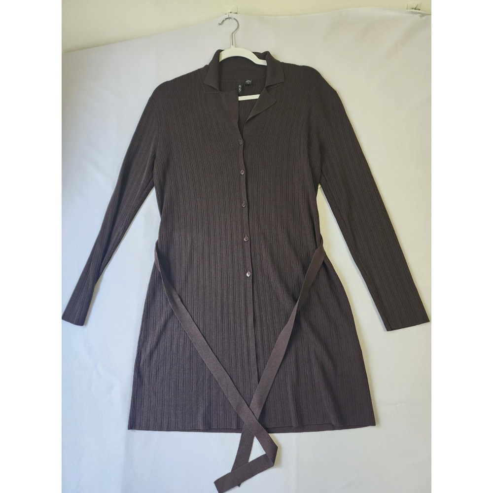Vintage Venini Ribbed Knit Belted Cardigan Sweater Brown NWT Women's Medium